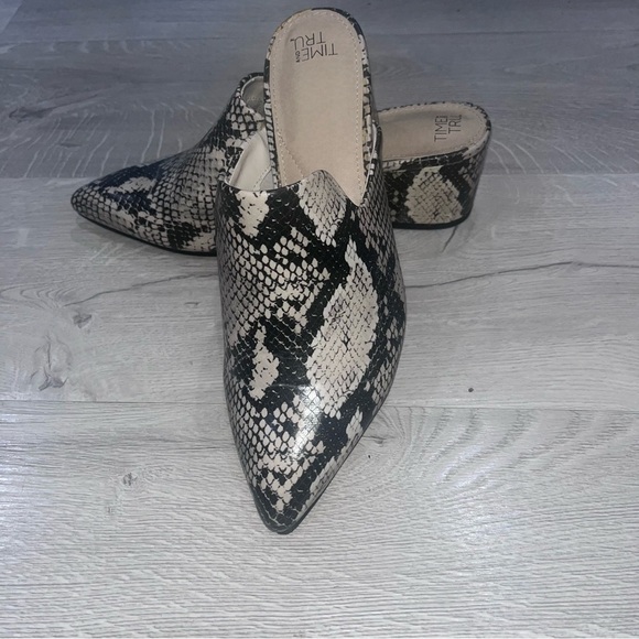 TIME & Tru-Snakeskin Patterned Mules - Picture 1 of 4